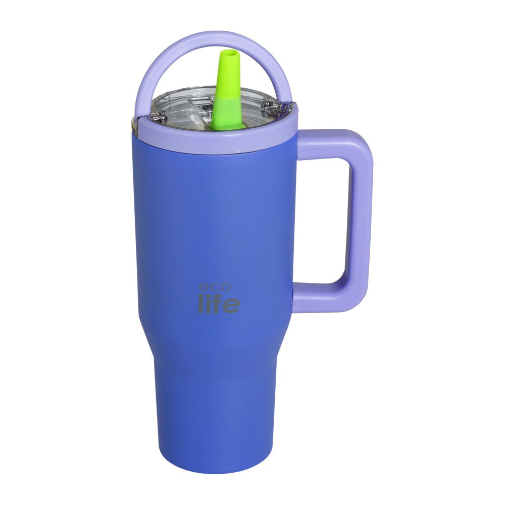 Ecolife Tumbler 2Handles Lid Blue Purple 900ml