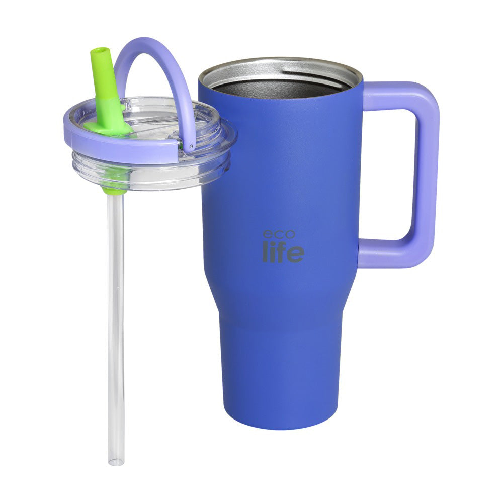 Ecolife Tumbler 2Handles Lid Blue Purple 900ml