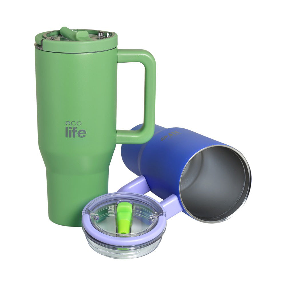 Ecolife Tumbler 2Handles Lid Blue Purple 900ml