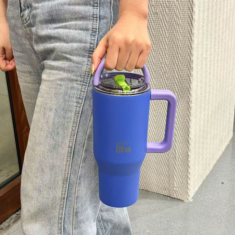 Ecolife Tumbler 2Handles Lid Blue Purple 900ml