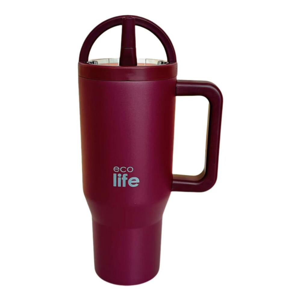 Ecolife Tumbler 2Handles Lid Cranberry 900ml