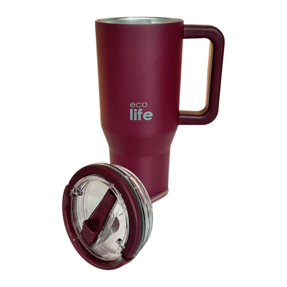 Ecolife Tumbler 2Handles Lid Cranberry 900ml