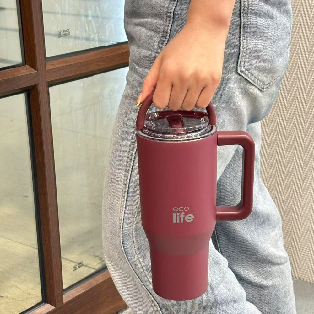 Ecolife Tumbler 2Handles Lid Cranberry 900ml