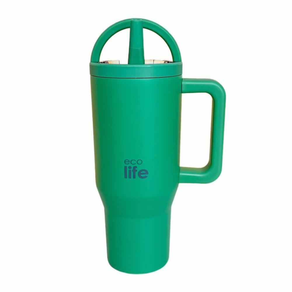 Ecolife Tumbler 2Handles Lid Green Tea 900ml