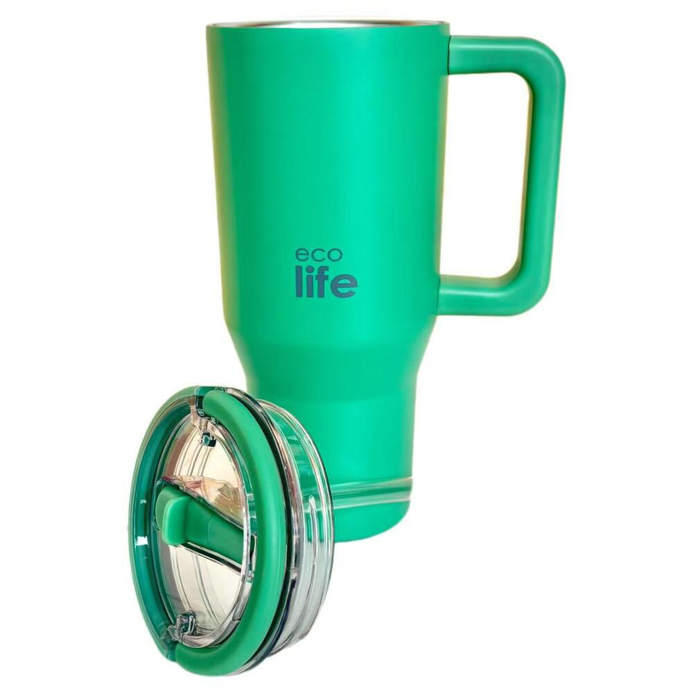 Ecolife Tumbler 2Handles Lid Green Tea 900ml