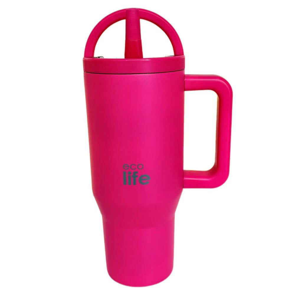 Ecolife Tumbler 2Handles Lid Neon Magneta 900ml