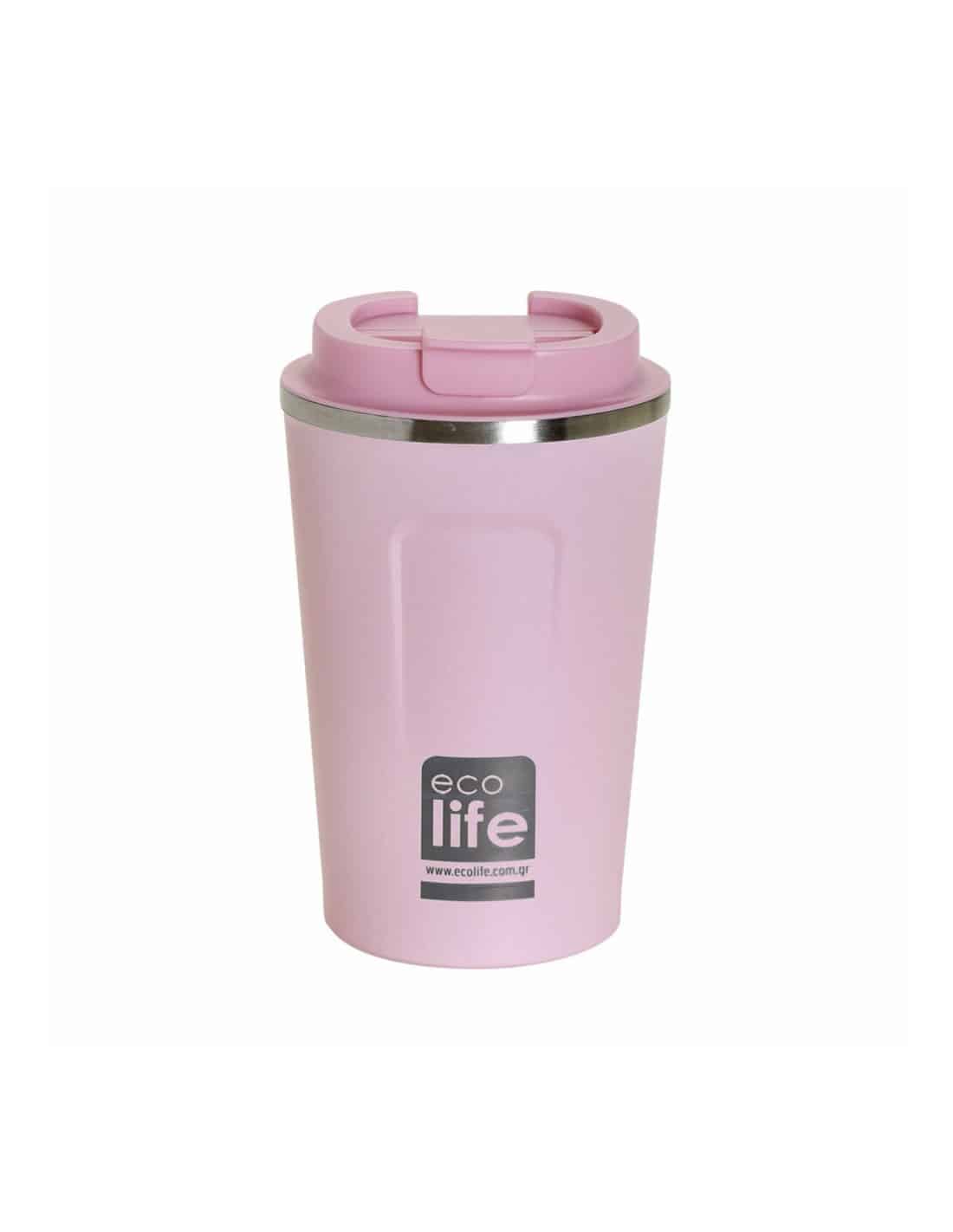 Ecolife Coffe Thermos 370 Ml Ροζ Ροζ Καπακι