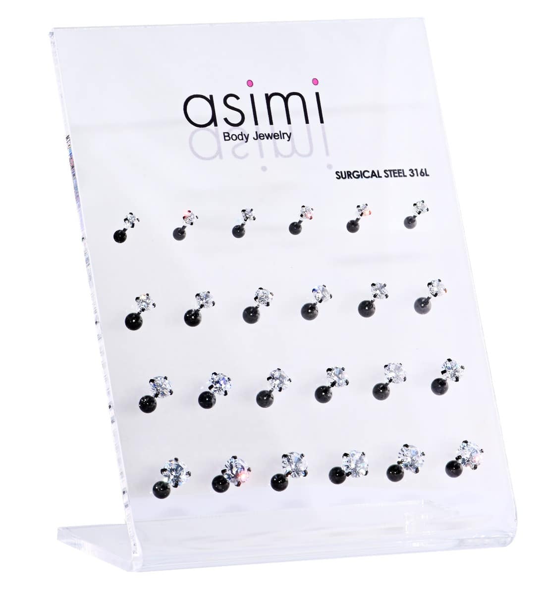 AsimiΣκουλαρικι  Μαυρος Tragus Με Ζιρκον Surgical Steel 316L 3-4-5-6 Μμpapell.gr