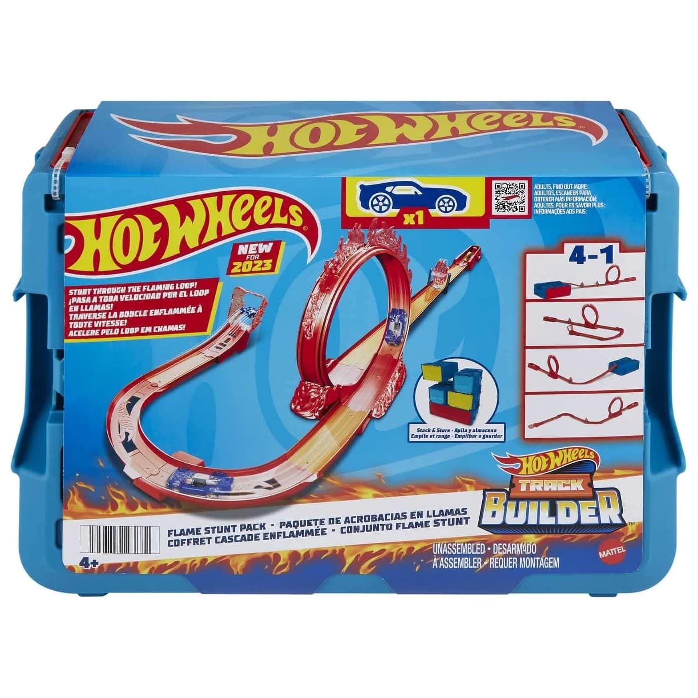 Mattel Hot Wheels Track Set, Fire-Themed Ultimate Set And 1 Car, 16 Track-Building Stunting Components