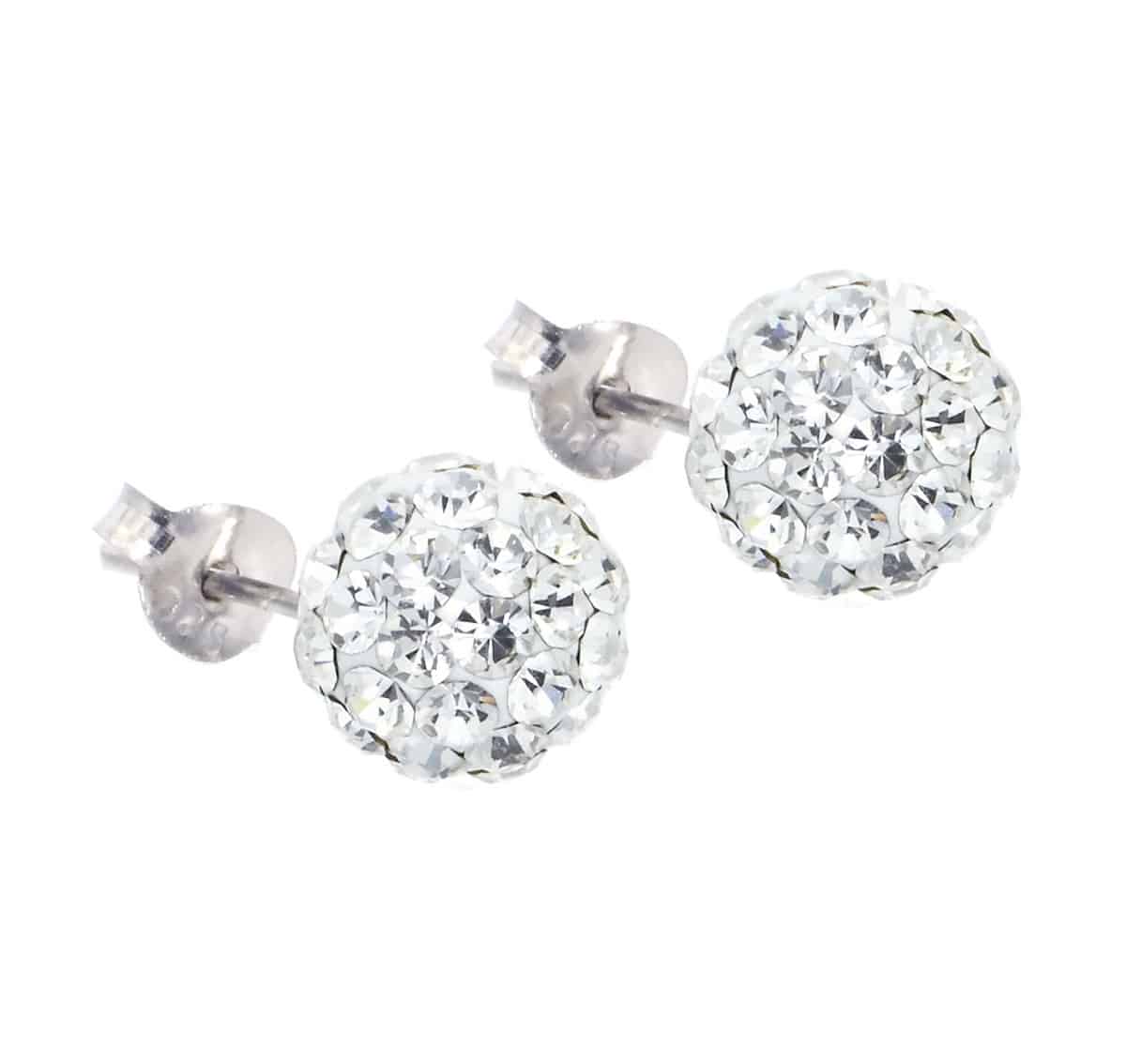 Ασημενια Σκουλαρικια Επιπλατινωμενα Disco Ball Ασημι 6-8Mm