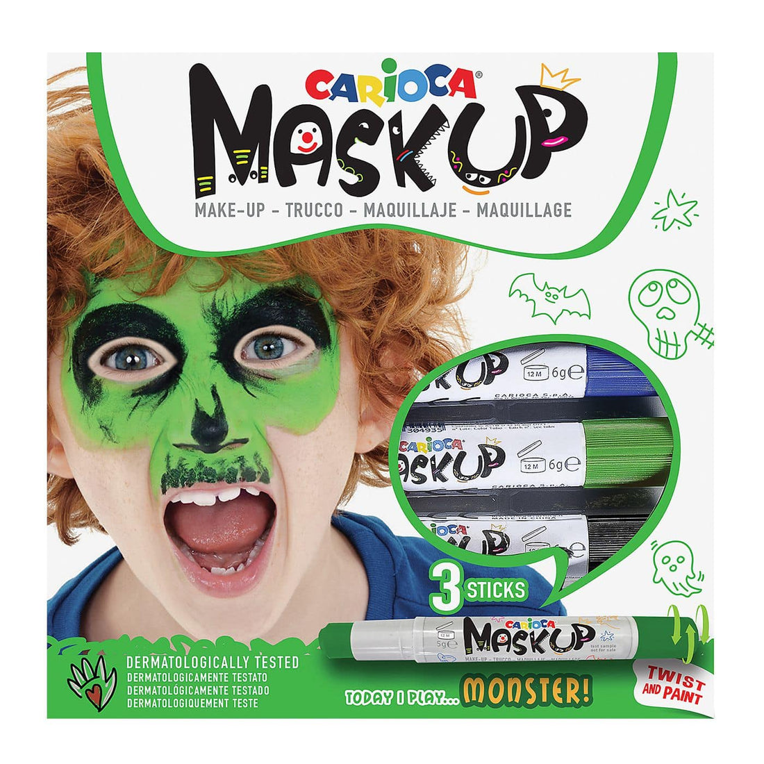 Carioca Mask Up Βαφες Προσωπου 3 Τεμ Μπλε-Πρασινο-Μαυρο