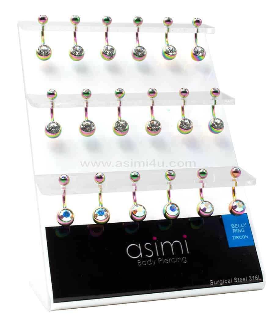 ASIMIΣκουλαρικια Αφαλου Rainbow Με Λευκες &Amp; Ιριδιζον Πετρεςpapell.gr