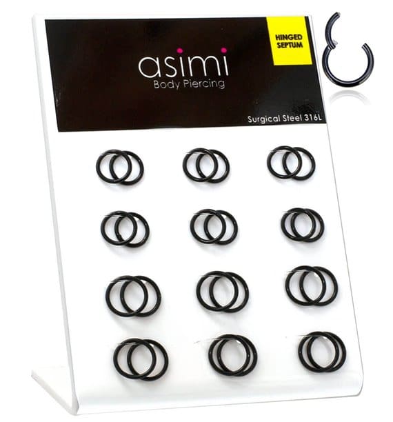 AsimiSeptum Μαυρο Clicker Surgical Steel 316L 1.2*8-10Mmpapell.gr