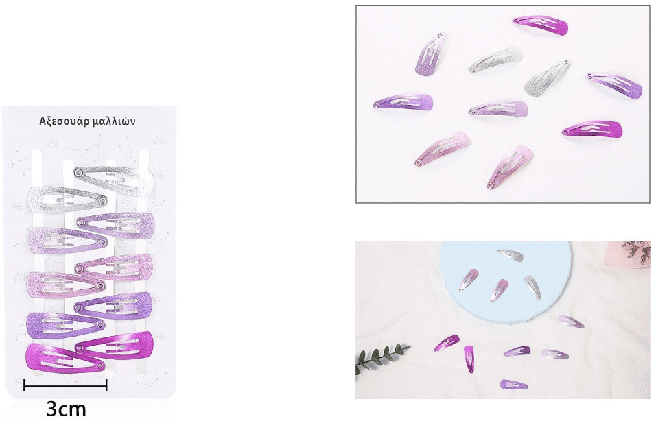 Κλιπς Μαλλιων Μικρα Μεταλλιζε 10Τμχ