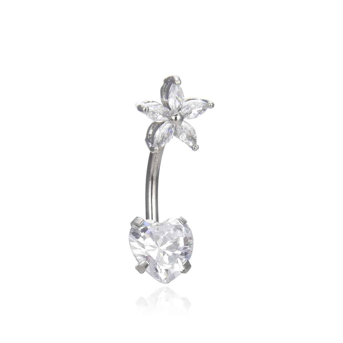Σκουλαρικι Αφαλου Belly Ring With Heart Zircon 6-8-10Mm Surgical Steel 316L