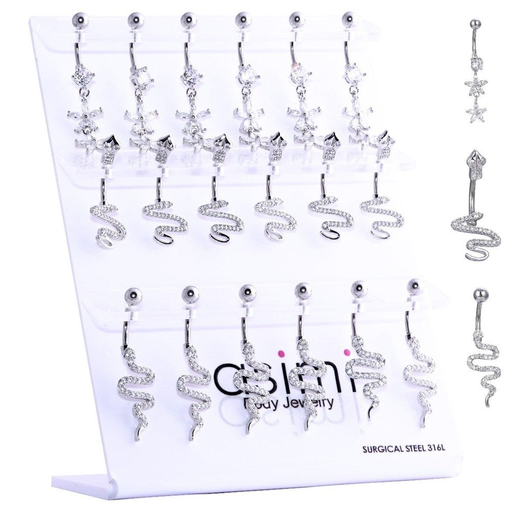 Σκουλαρικι Αφαλου Belly With Cz Surgical Steel 316L