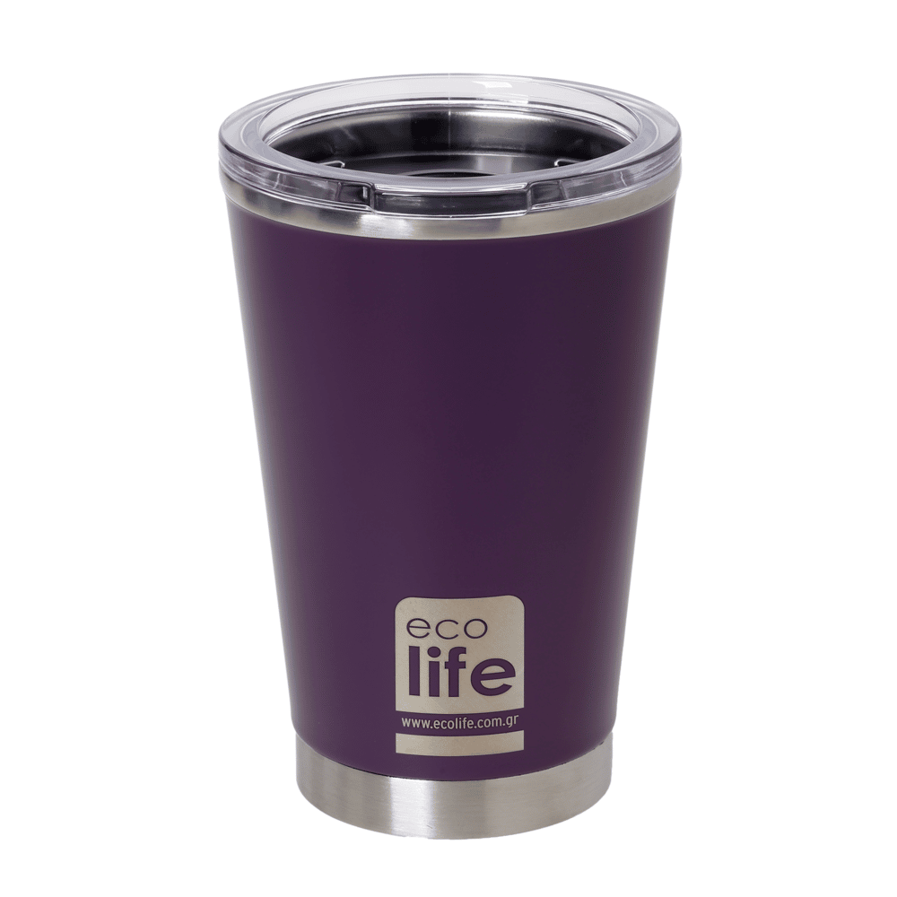 Ecolife Coffee Thermos Απο Ανοξειδωτο Ατσαλι Dark Purple 370Ml