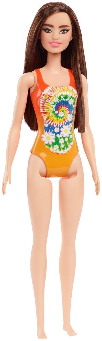 Barbie Beach Καστανη Κουκλα Πορτοκαλι Μαγιω