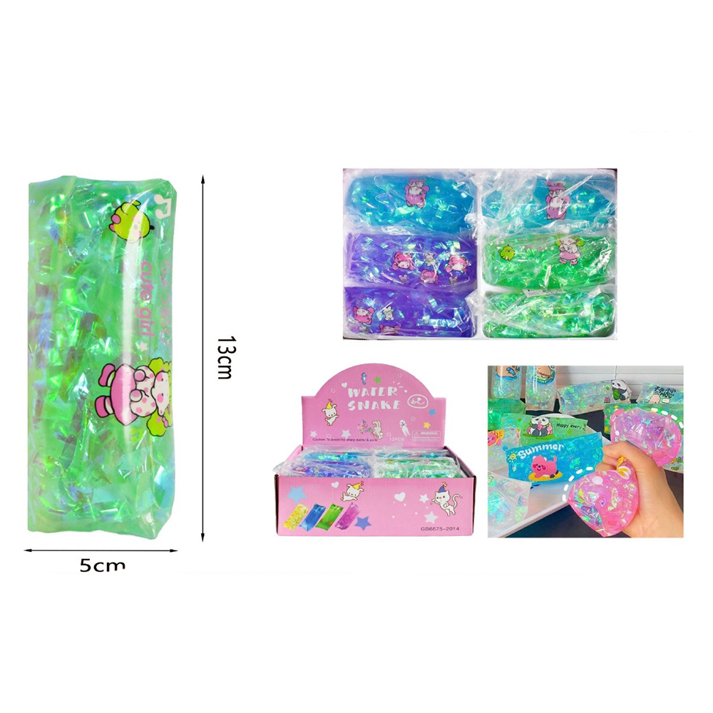 Water Snake Squishy Αντιστρές 13 x 5 εκ με Glitter σε Διάφορα Χρώματα – 1 Τμχ