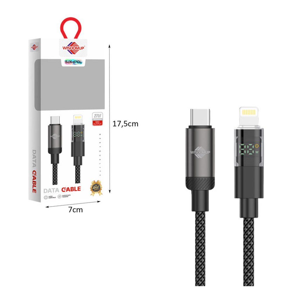 Wisdomup Καλώδιο Φόρτισης Type-C σε Lightning με Ένδειξη LED Fast Charging