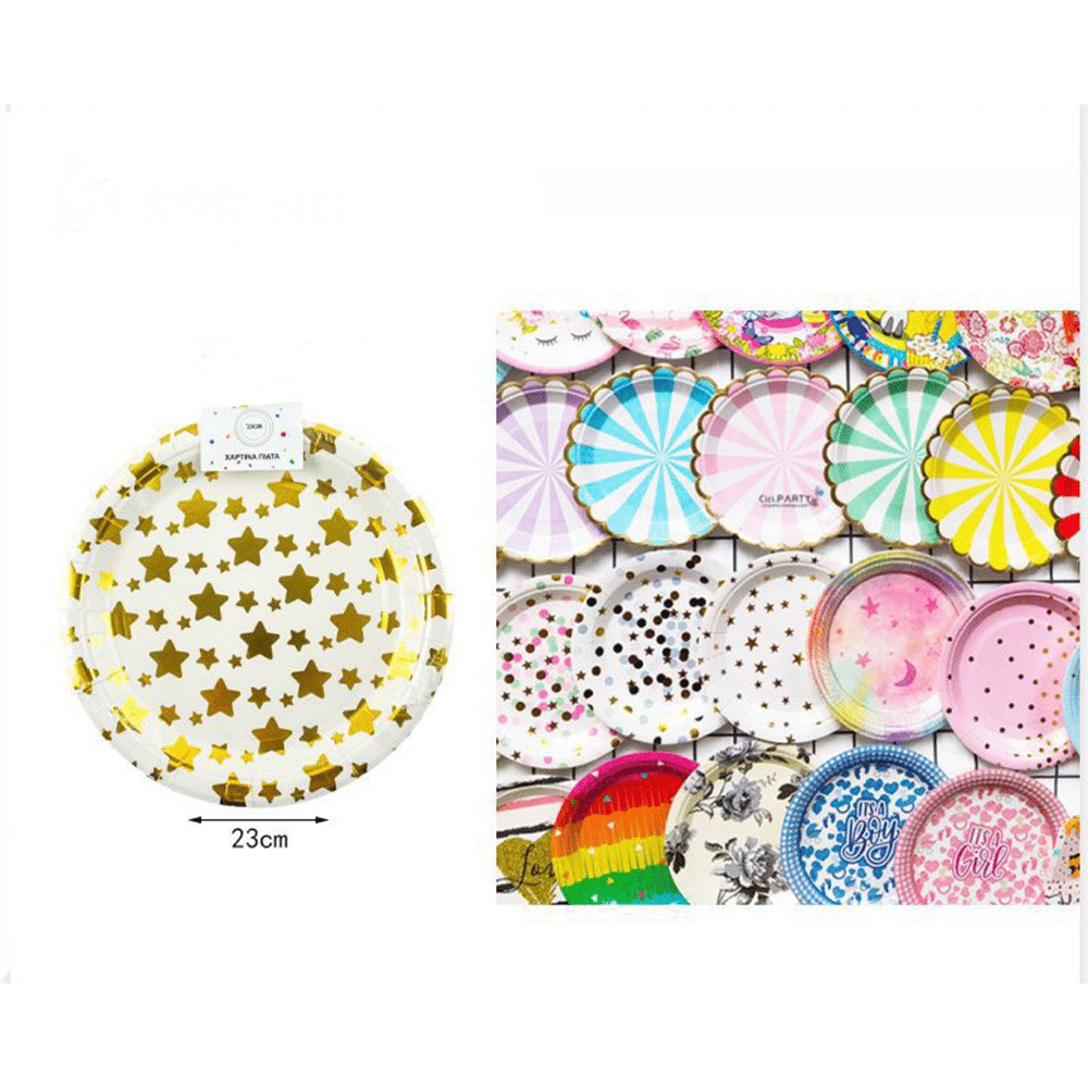 Χαρτινα Πιατακια Party Χρυσα Αστερακια 23 Εκ 6 Τμχ