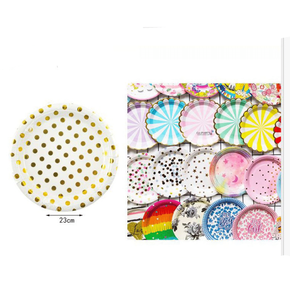 Χαρτινα Πιατακια Party Χρυσες Βουλες Πουα 6 Τμχ 23 Εκ