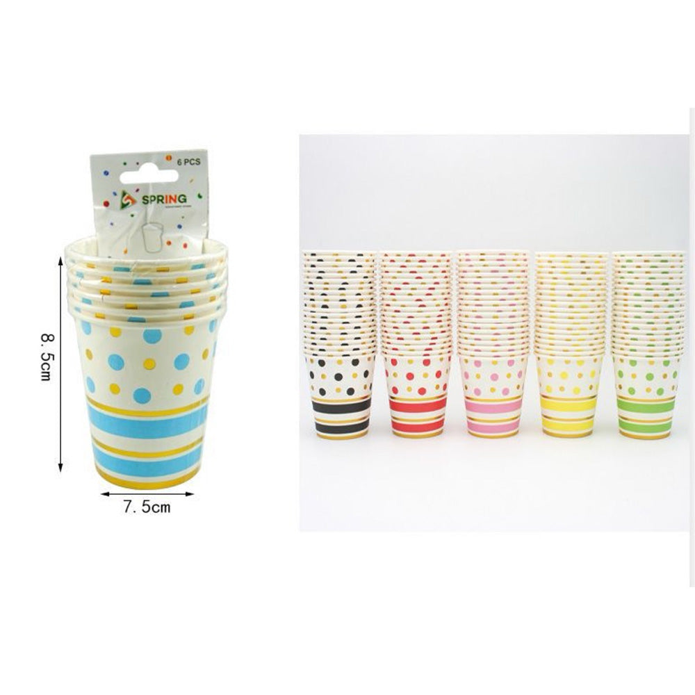 Χάρτινα Ποτηράκια Party Γαλάζια -Χρυσά Πουά  7,5χ8,5 εκ - 6 Τμχ