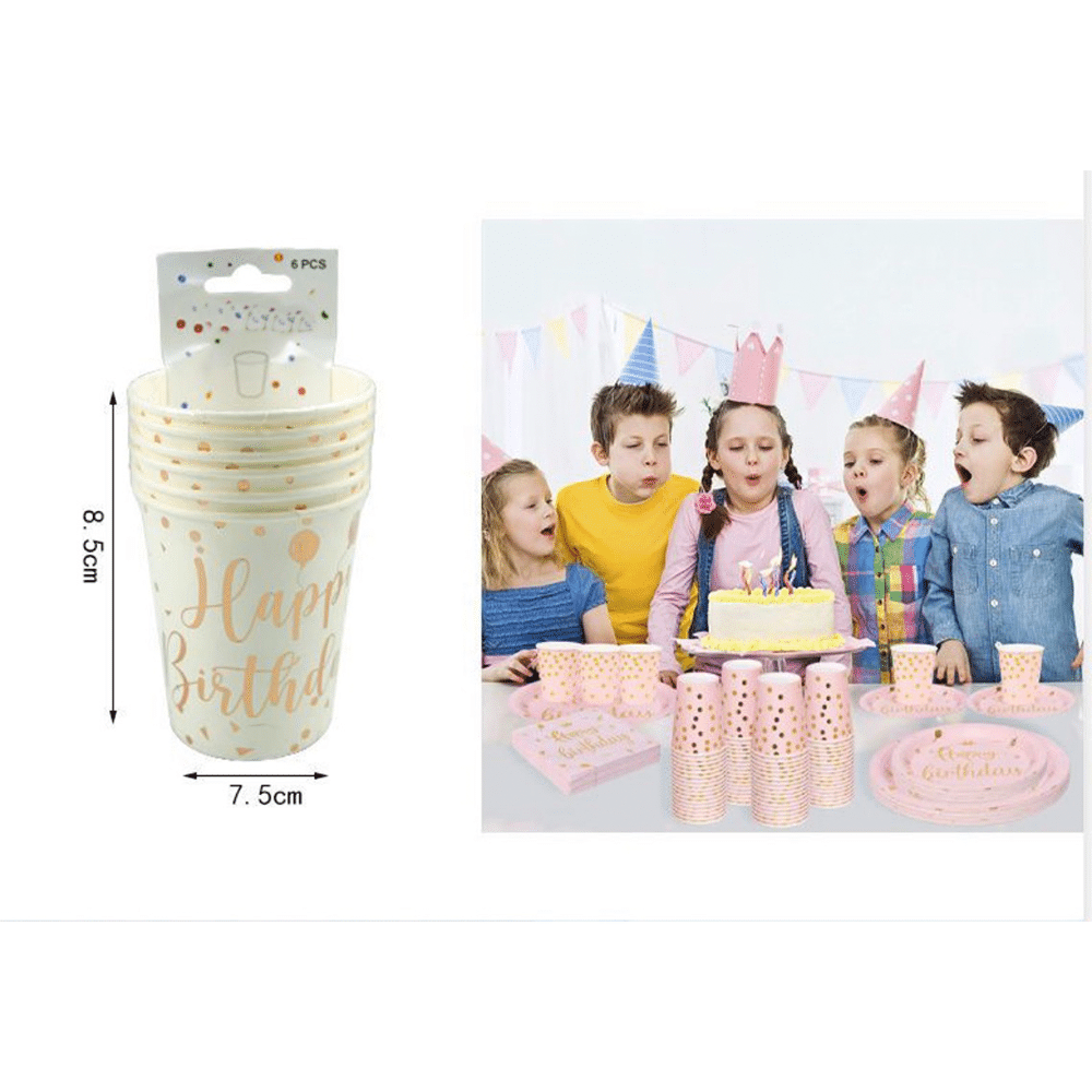 papell.grΠοτηρακια Για Party Happy Birthday Rose  6 Τμχpapell.gr