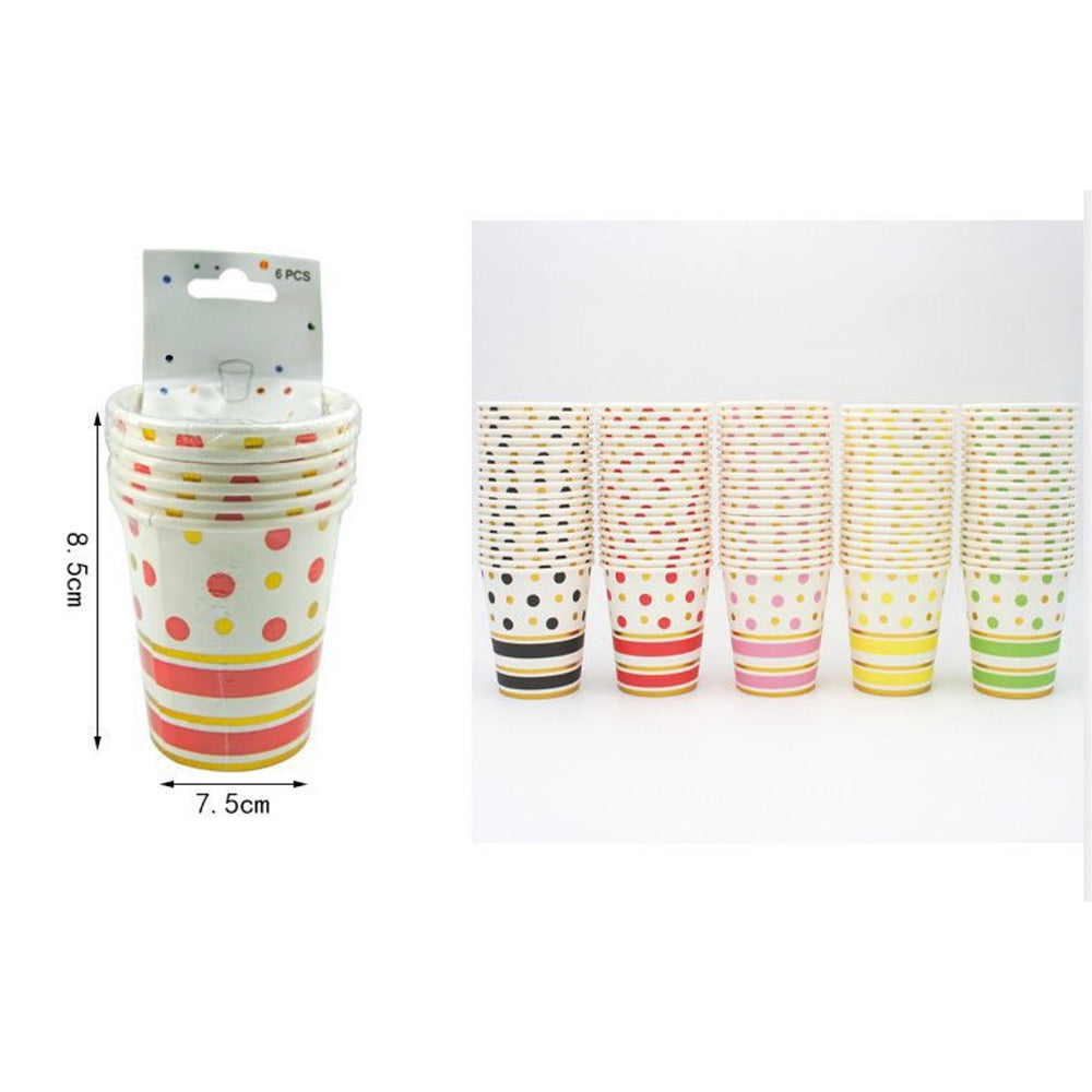 Χάρτινα Ποτηράκια Για Party Κόκκινες - Χρυσές Βούλες - 6 Τμχ