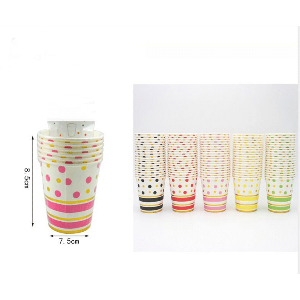 Χαρτινα Ποτηρακια Party Ροζ -Χρυσα Πουα 6 Τμχ