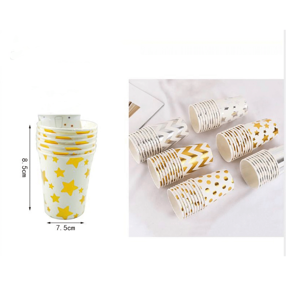 Ποτηρακια Για Party Αστερακια Χρυσα 6 Τμχ
