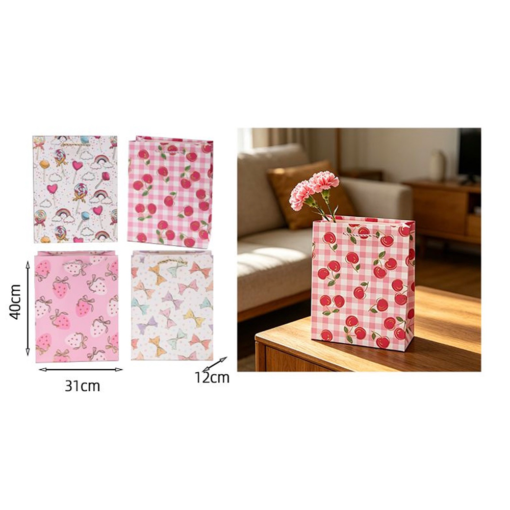 Χάρτινη Σακούλα Δώρου Cute 40 x 31 x 12 εκ σε 4 Σχέδια – 1 Τμχ