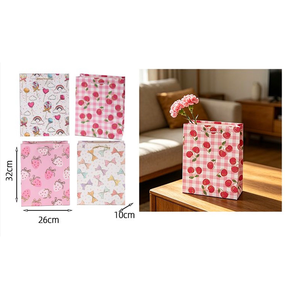 Χάρτινη Σακούλα Δώρου Cute Pastel 32 x 26 x 10 εκ σε 4 Σχέδια – 1 Τμχ