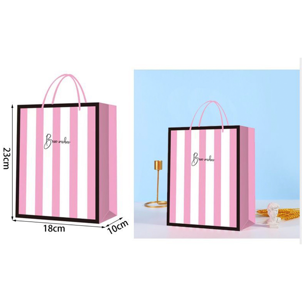 Χάρτινη Σακούλα Δώρου Pink Stripes 23 x 18 x 10 εκ – 1 Τμχ