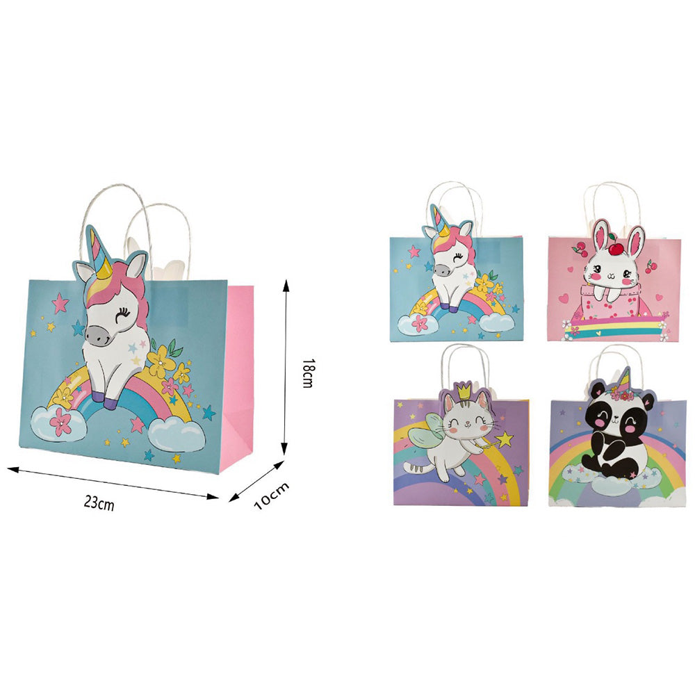 Χάρτινη Σακούλα Δώρου Ζωάκια 23χ18χ10 εκ 4 Σχέδια - 1 Τμχ