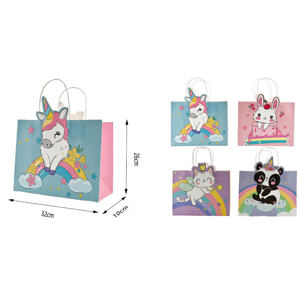 Χάρτινη Σακούλα Δώρου Ζωάκια 32x26x10 εκ – 4 Σχέδια (1 Τμχ)