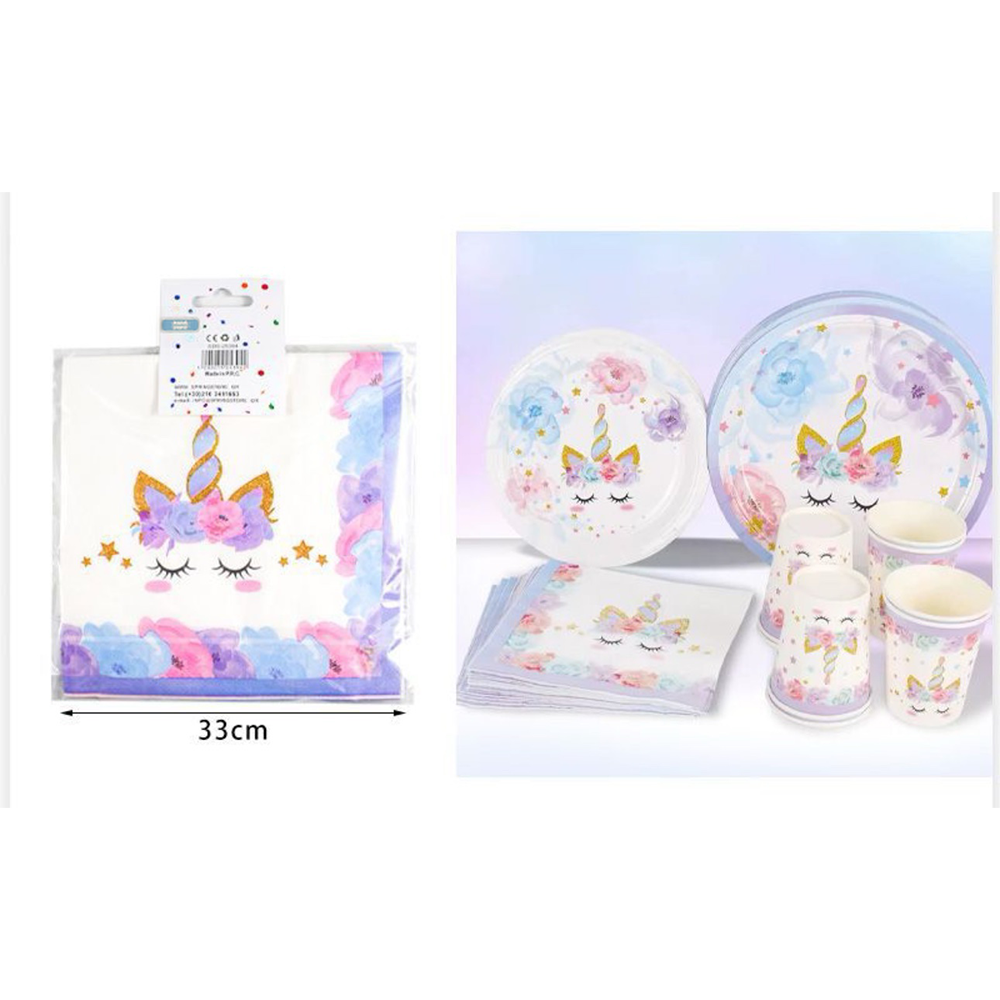 Χαρτοπετσέτες Party Unicorn – Σετ 12 Τεμαχίων 33x33 εκ.