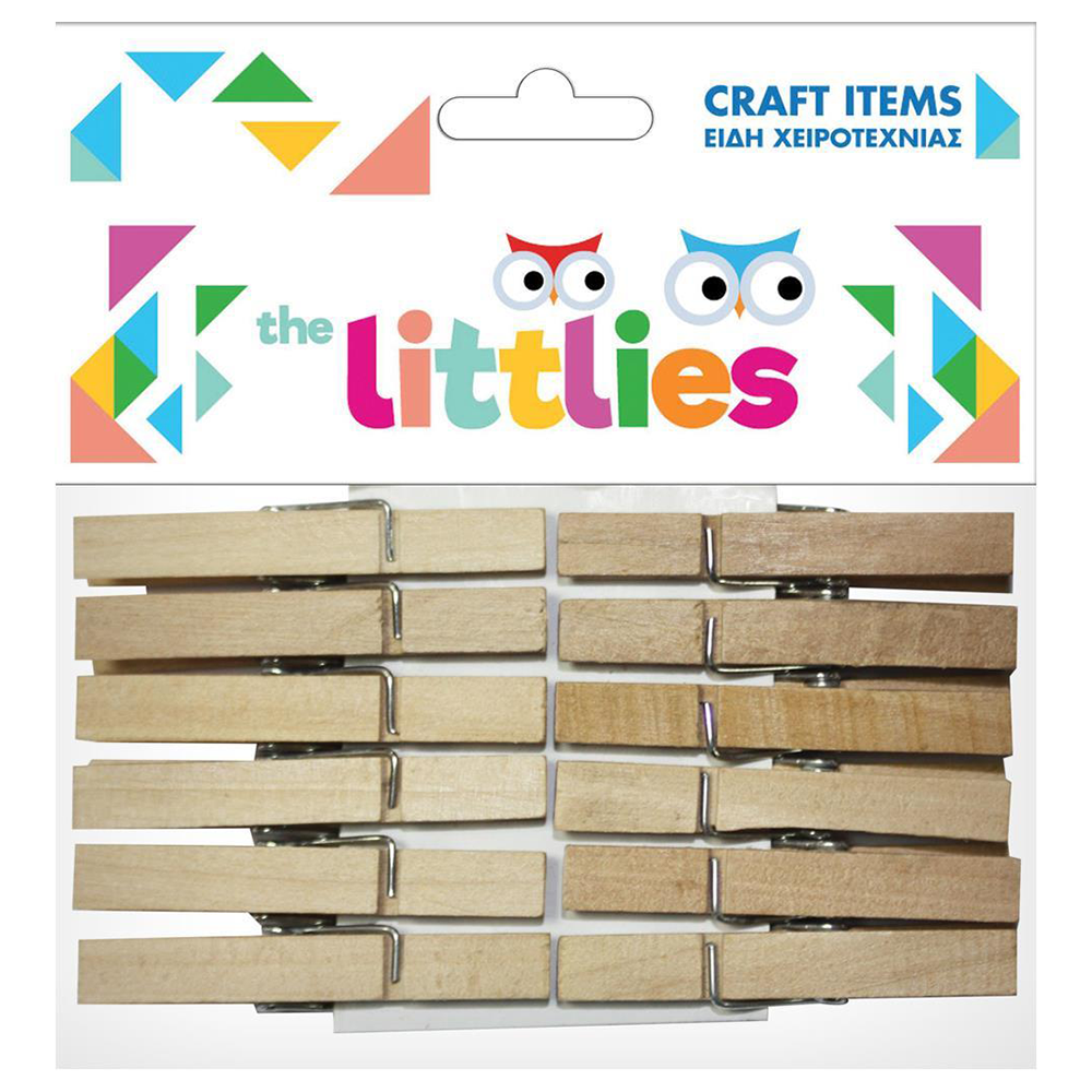 The Littles Ξύλινα Μανταλάκια Χειροτεχνίας 48 mm 12 Τεμάχια