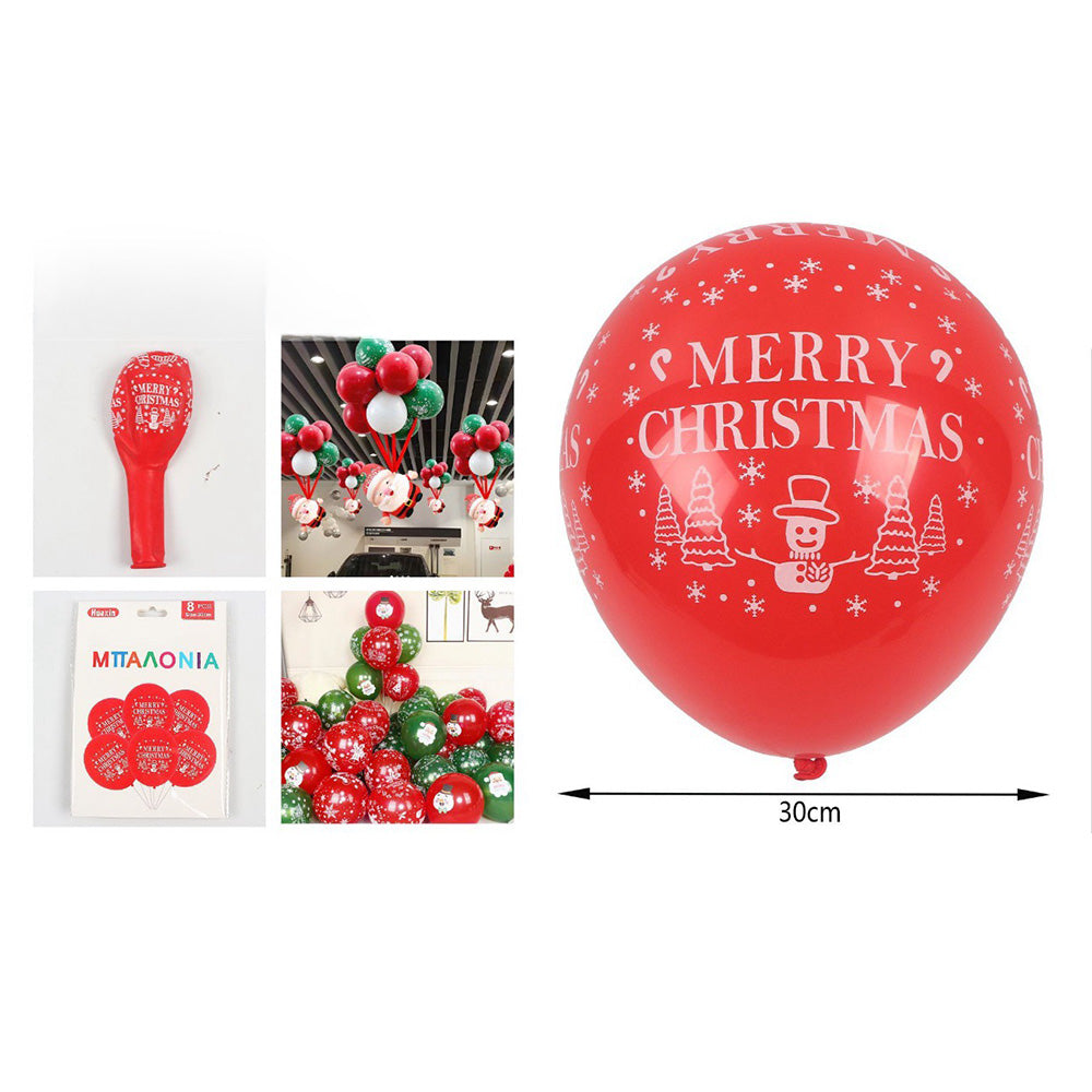 Χριστουγεννιάτικα Μπαλόνια Merry Christmas 8τμχ Kόκκινο 30εκ