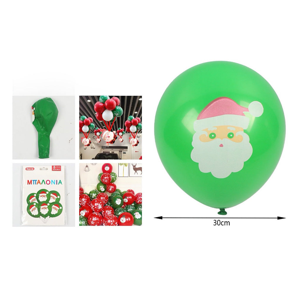 Χριστουγεννιάτικα Μπαλόνια Άγιος Βασίλης 8τμχ Πράσινο 30εκ