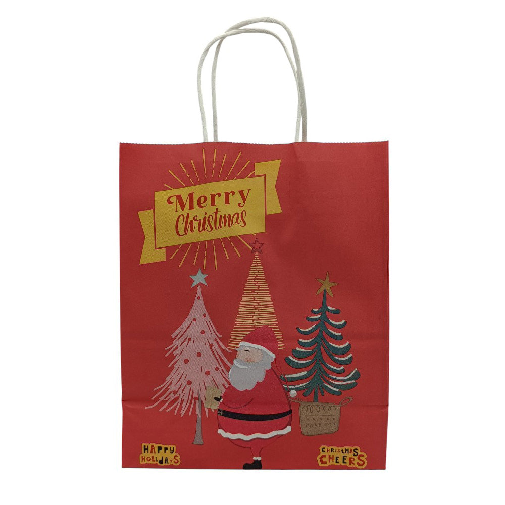 Χριστουγεννιάτικη Χάρτινη Σακούλα Δώρου Κόκκινο Happy Holidays 22X27X11εκ