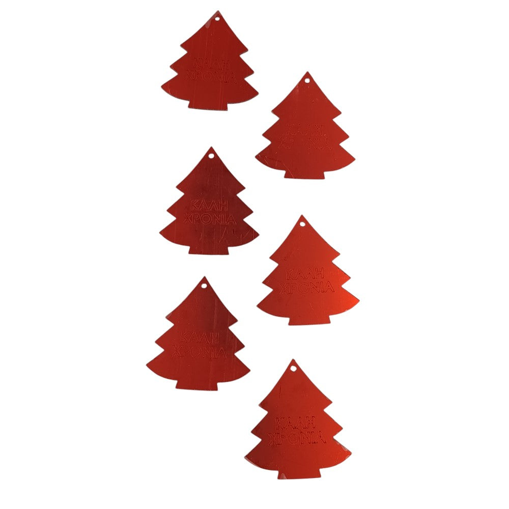 Χριστουγεννιάτικα Αυτοκόλλητα Δεντράκια Καλή Χρονιά 5εκ 6Τμχ 2 Χρώματα