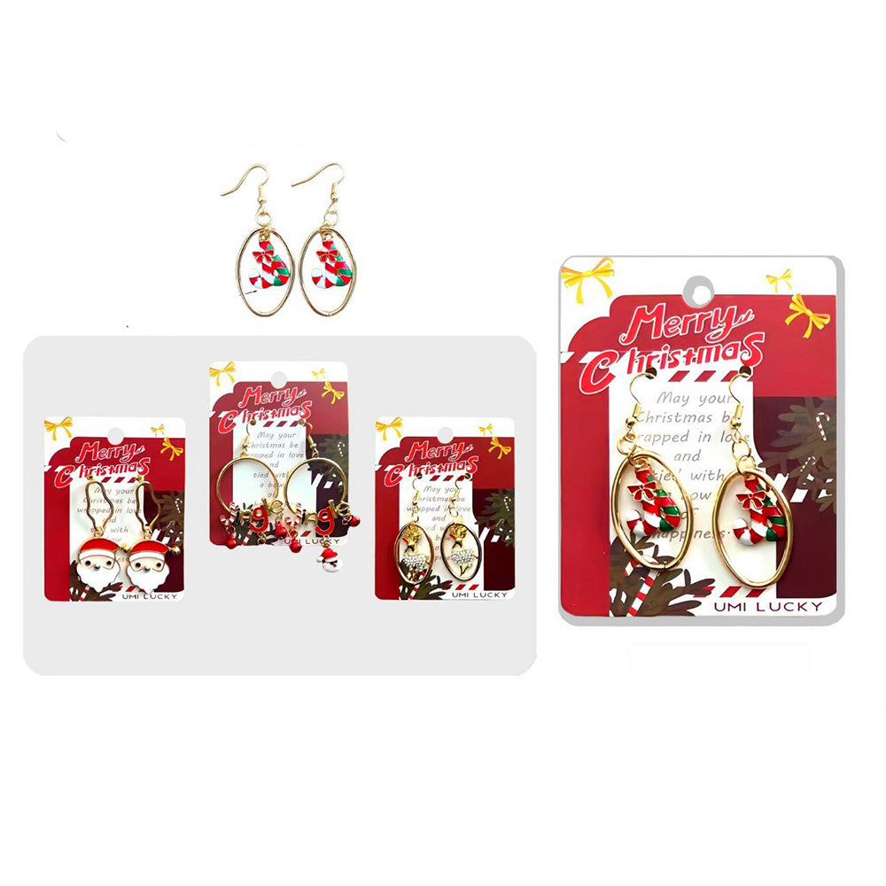 Χριστουγεννιάτικα Σκουλαρίκια από Ατσάλι Κρεμαστά – 6 Σχέδια – 1 Τμχ