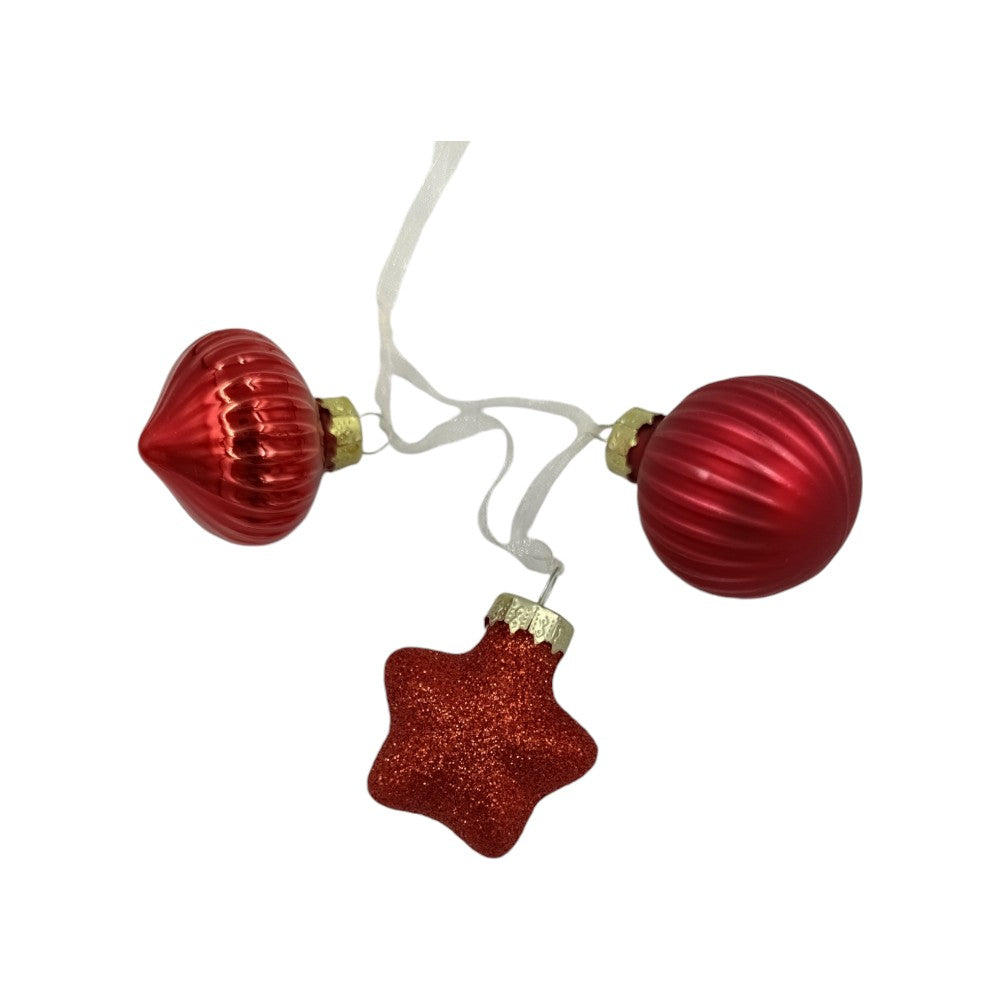 OEMΧριστουγεννιάτικα Στολίδια Δέντρου Μπαλίτσες- Αστεράκι Κόκκινα 3.5εκ 3Τμχpapell.gr