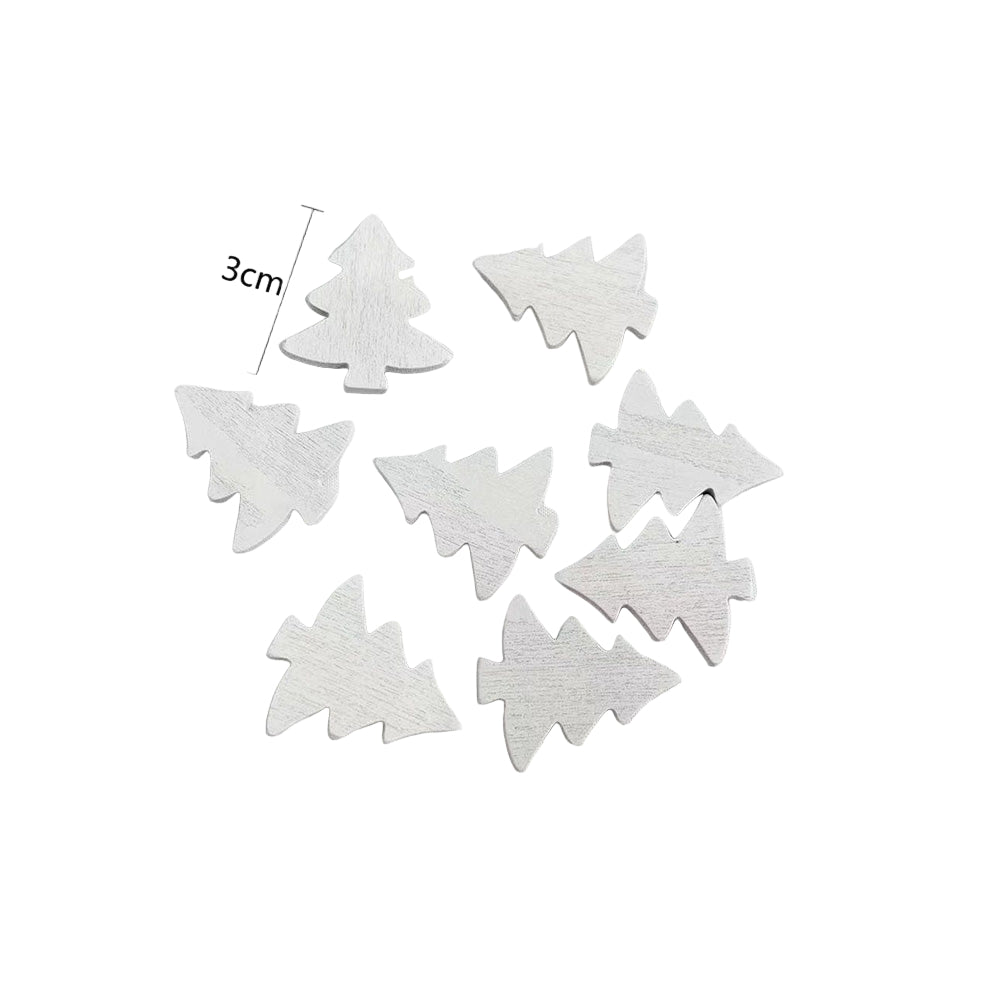 Χριστουγεννιάτικα Διακοσμητικά Χειροτεχνίας Ξύλινα Δεντράκια Λευκά 3εκ – 10 Τεμαχίων