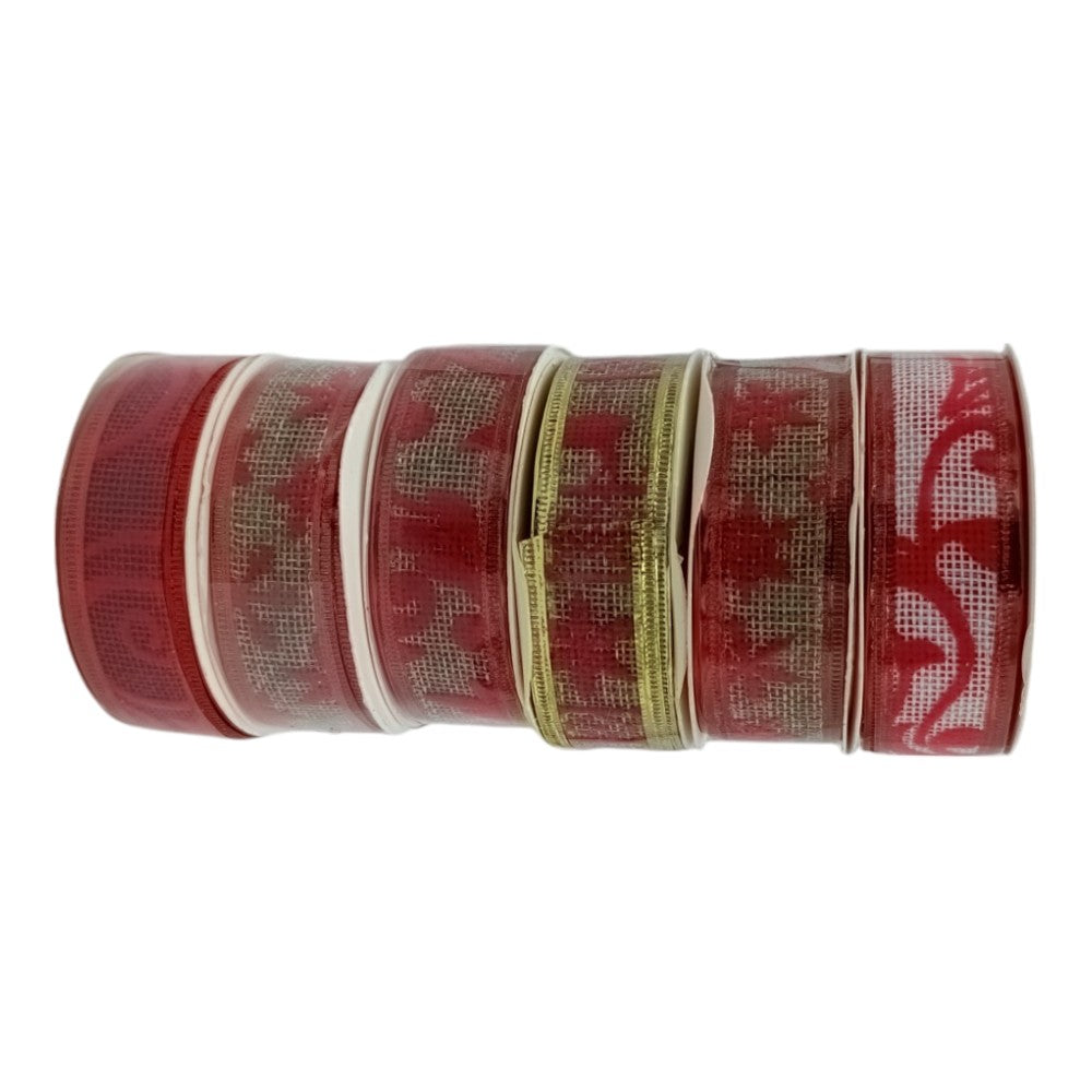 ΟΕΜΧριστουγεννιάτικες Διακοσμητικές Κορδέλες Με Κόκκινα Σχέδια 2.5εκ 6 Σχέδια- 1 Τμχpapell.gr