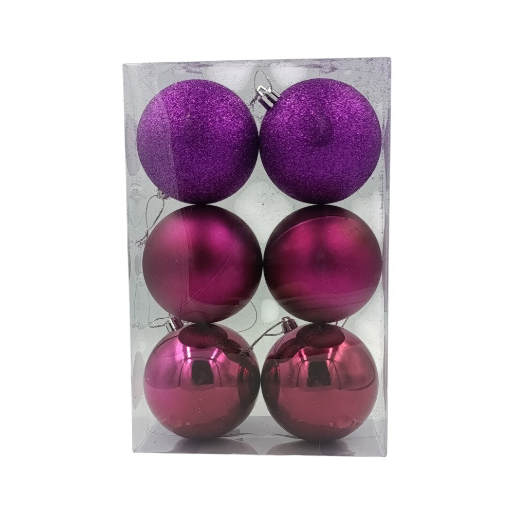 Χριστουγεννιάτικες Μπάλες Δαμασκηνί 8εκ 6Τμχ