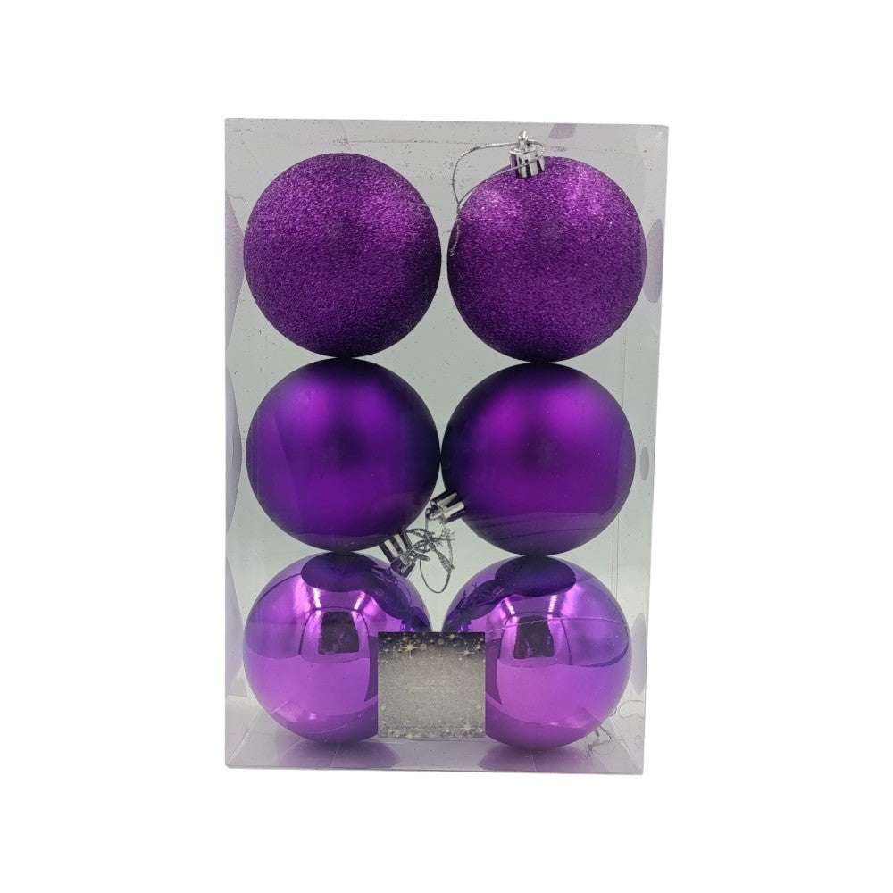 Χριστουγεννιάτικες Μπάλες Μωβ 8εκ 6Τμχ