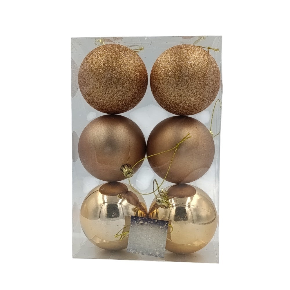 Χριστουγεννιάτικες Μπάλες Χρυσές 8εκ 6Τμχ