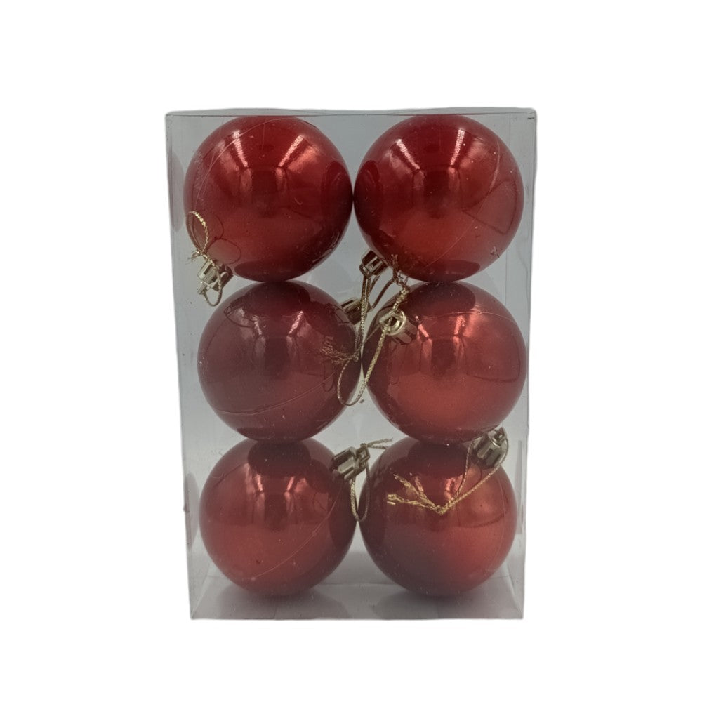 OEMΧριστουγεννιάτικες Μπάλες Γυαλιστερές Κόκκινες Φ 6εκ 6 Τμχpapell.gr